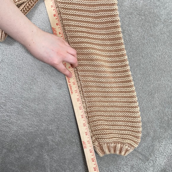 Free People Sweetheart Sweater Womens Small Tan Striped Chunky Knit Boho - Picture 9 of 10